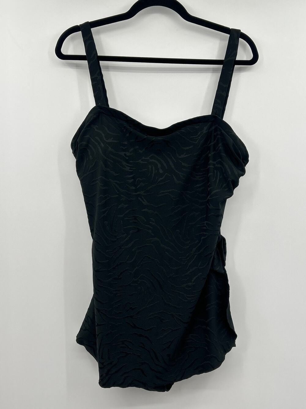 Maxine of Hollywood Black One Piece Swimsuit 14 Pin Up Rockabilly Retro Side Tie